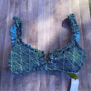 GIBSON LATIMER green & white bikini top sz XL